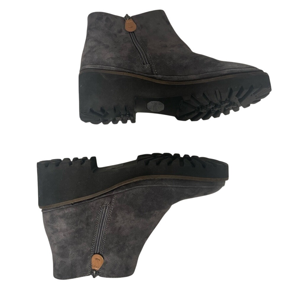 Gentle Souls by Kenneth Cole Leather Mona Charcoal Wedge Bootie Women's‎ 6.5 - Picture 4 of 12